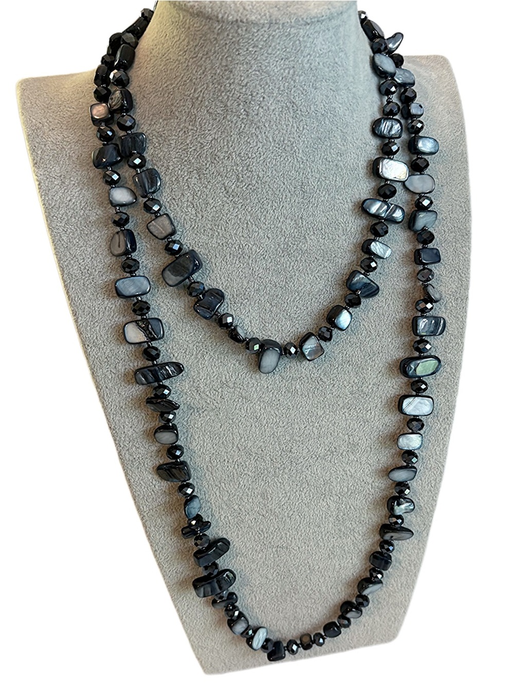 Classic Blue Bohemian Shell Beaded Long Necklace